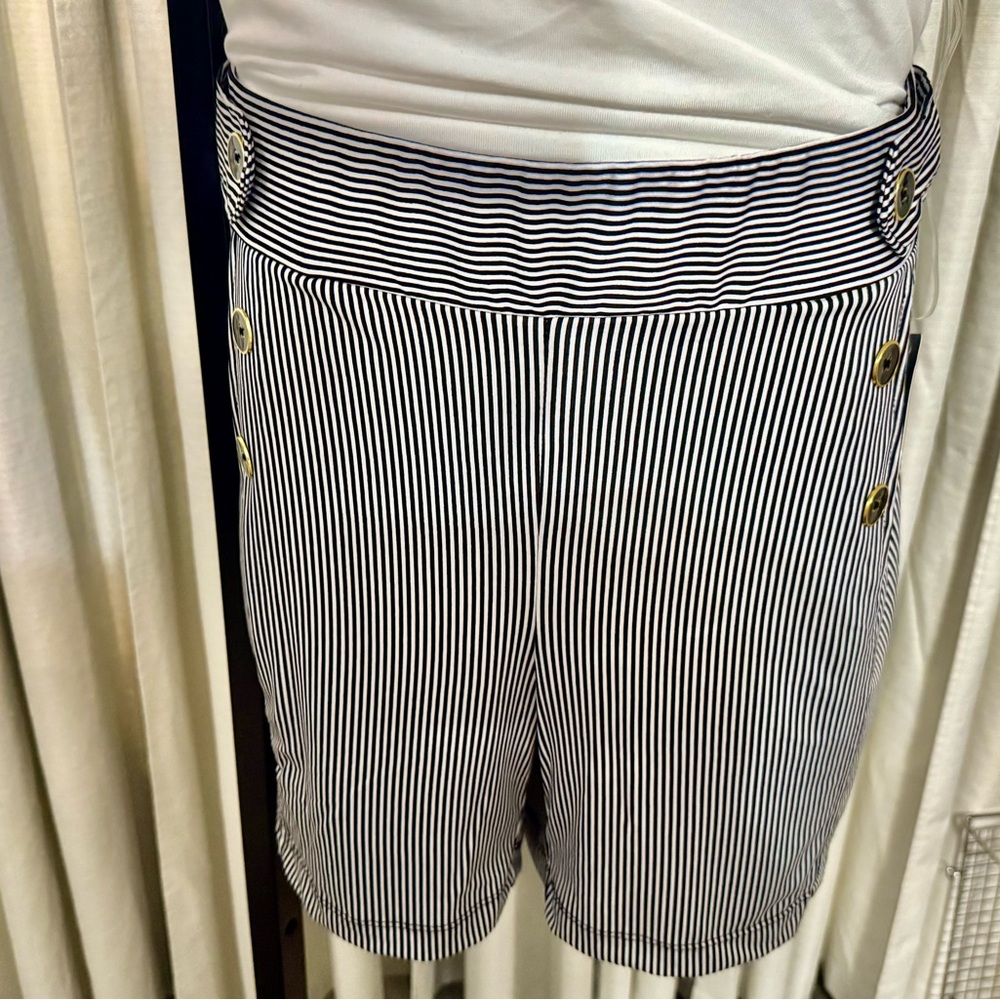 Robert Louis Black and White Striped Shorts